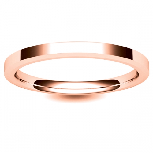 Flat Court Chamfered Edge -  2 mm (CEI2-R) Rose Gold Wedding Ring